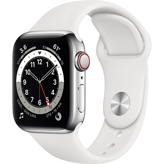 Apple Watch Series 6 40mm GPS+4G LTE (silver steel/hvid sportsrem)