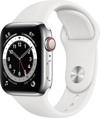Apple Watch Series 6 40mm GPS+4G LTE (silver steel/hvid sportsrem)