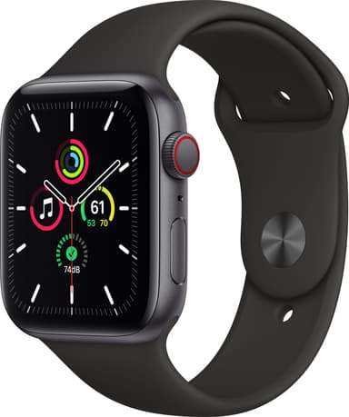 Apple Watch SE 44mm GPS+4G LTE (grey alu/sort sportsrem)