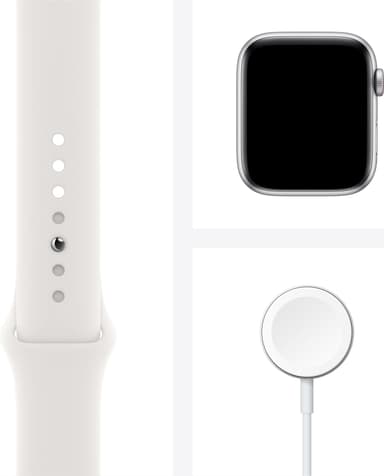 Apple Watch SE 44mm GPS+4G LTE (silver alu/hvid sportsrem)