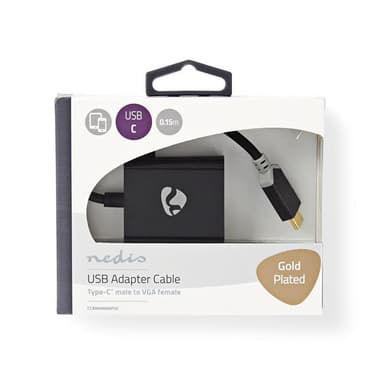USB Type-C-adapterkabel | Type-C-hanstik - VGA-hunstik | 0,2 m | Antracit
