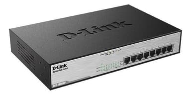 D-LINK PoE network switch, 8-ports, 10/100/1000Mbps, metal, gray