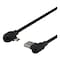 DELTACO angled USB-A to angled USB Micro-B cable, 1m, 3A, USB 2.0, bra