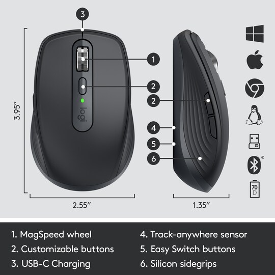 Logitech MX Anywhere 3 trådløs mus (graphite)