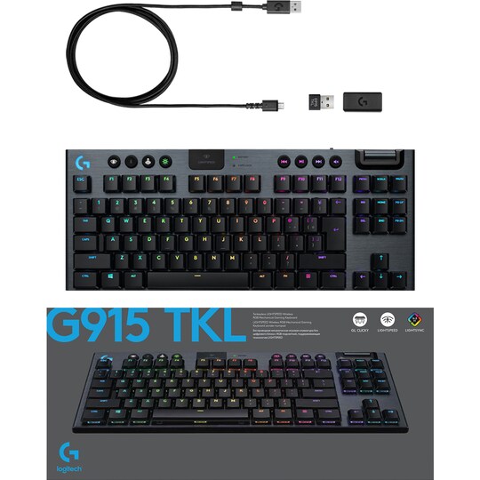 Logitech G915 Lightspeed trådløst gaming tastatur (GL Tactile switch.)