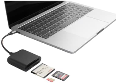HyperDrive USB-C Pro 3-i-1 kortlæser (sort)