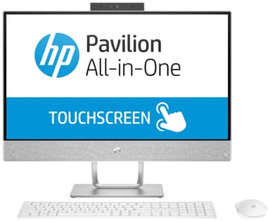HP Pavilion 24-x005no 23.8" AIO stationær pc (sølv/hvid)