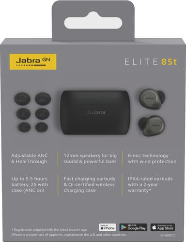 Jabra Elite 85T true wireless høretelefoner (sort/titanium)