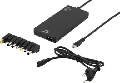 DELTACO oplader til notebook, 15-20V, 4,5-4,8A, 90W, LED-display[/b