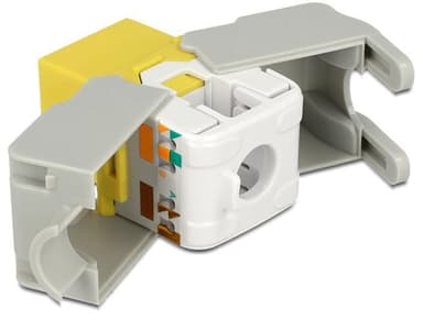 DeLOCK UTP Cat6 Keystone modul, RJ45 ho - LSA Cat6, ""Tool-free"", gul/g