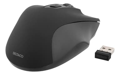 DELTACO Optical silent mouse, wireless, ergonomic, soft-touch rubber,