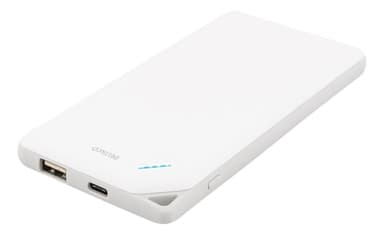 DELTACO Power Bank, 10000mAh, 1xUSB-C, 1xUSB Type A FM, 3A, white