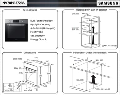 Samsung indbygningsovn NV70M3372BS TÆNK TESTVINDER