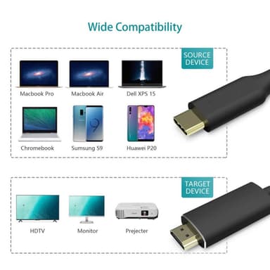 USB-C til HDMI-adapterkabel 4K / 30Hz - 2 m