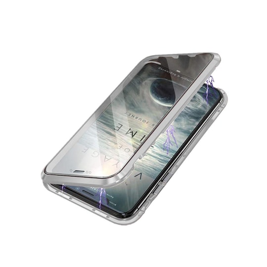 Dobbeltsidet mobilafdækning i hærdet glas, kompatibel med iPhone XS Max - sølv