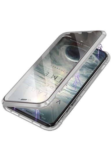 Dobbeltsidet mobilafdækning i hærdet glas, kompatibel med iPhone XS Max - sølv