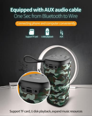 Bærbar højttaler Bluetooth 5.0 - Camouflage