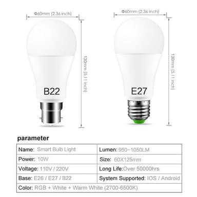Smart LED-lampe med stemmestyring og RGB-farver