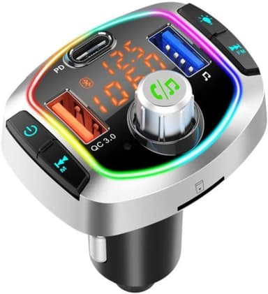 FM-sender med hurtig opladning og LED - sort