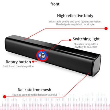 Kraftig bærbar Bluetooth-højttaler, aflang - sort