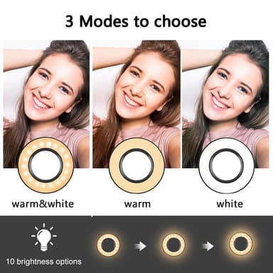 Selfie til skrivebord, dæmpbare LED-lys, 26 cm - sort