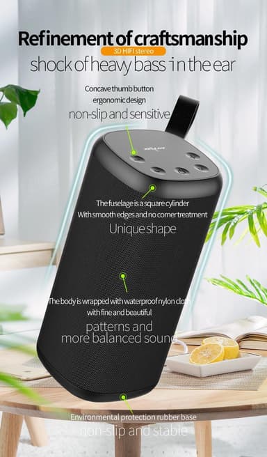 Bærbar højttaler Bluetooth 5.0 - Sort