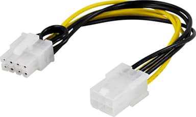 DELTACO Adapterkabel, 6-pin PCI-Express til 8-pin PCI-Express, 10 cm