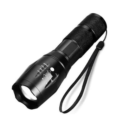 Vandtæt zoombar LED-lommelygte - sort
