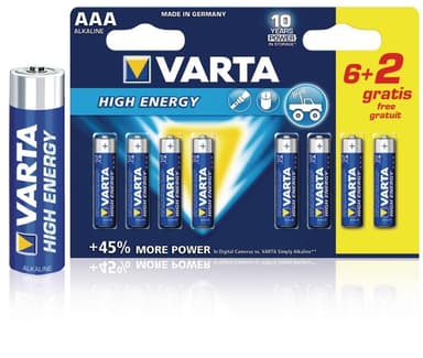Alkaline Batteri Aaa 1.5 V High Energy 8-Promotional Blister