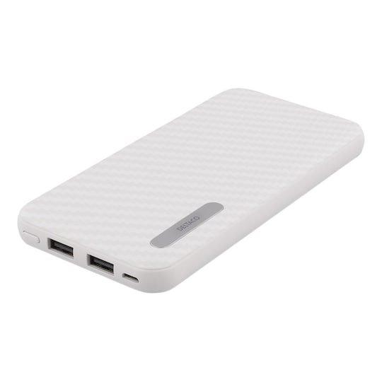 DELTACO Power bank, portable battery, 10000mAh, 2,1A, 37Wh, white