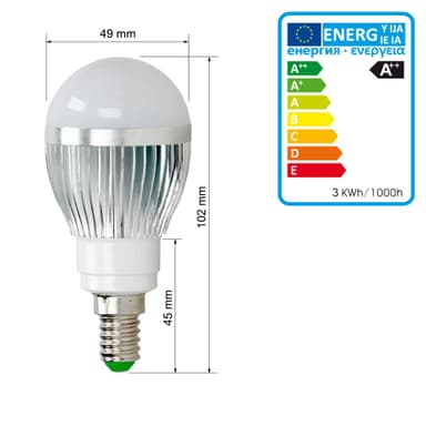 ECD Germany 6 pack E14 3W RGB LED pære AC 220-240 250 Lumens 50 x 102 mm Dæmpbar