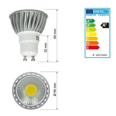 6 x LED COB GU10 spotlampe pære lampe spotlight 4W neutral hvid dæmpbar
