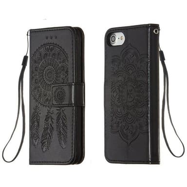 Dream Catcher Tegnebogsfoderal med stativ iPhone SE 2020 / 8 / 7, Sort