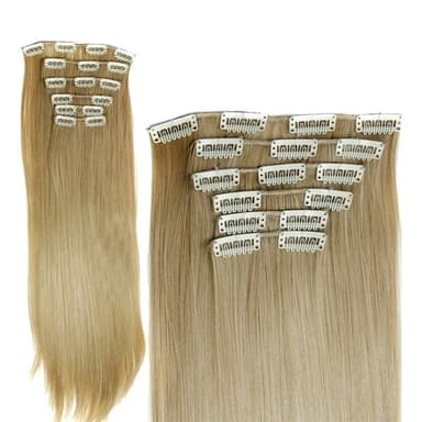 Scandinavian Blond Clip-on Løst Hår Billigt - 60 cm Langt / 28 cm Bredt