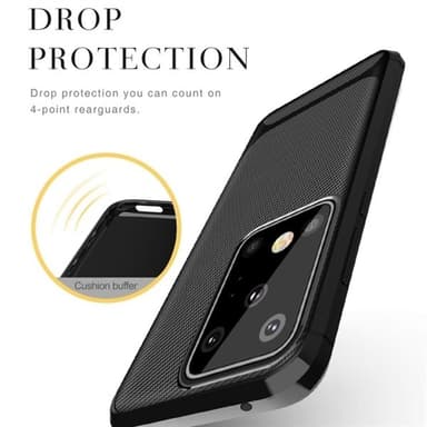 TPU-cover Samsung Galaxy S20 Ultra, Carbon Fiber+Sort