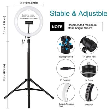 PULUZ RGB/W LED Ring med Stativ