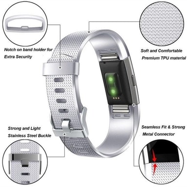 Sølvfarvet rem til FITBIT Charge 2 Elgiganten