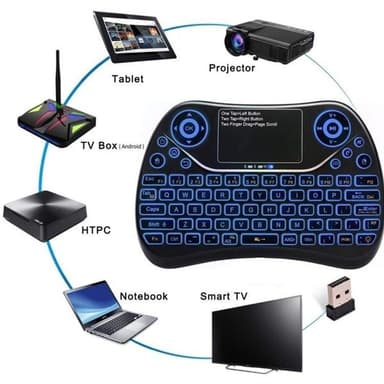 Mini Trådløst tastatur til Smart-TV / Smartphones - lys