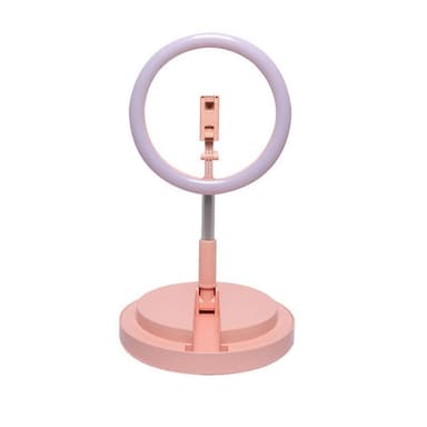 10 ”sammenklappelig selfie ringlampe med mobil holder - lyserød