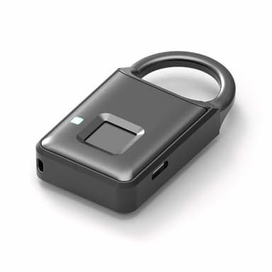 Nøglefri hængelås med fingeraftryk - USB - sort