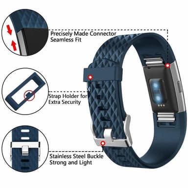 Armband till Fitbit Charge 2 - mörkblå - S