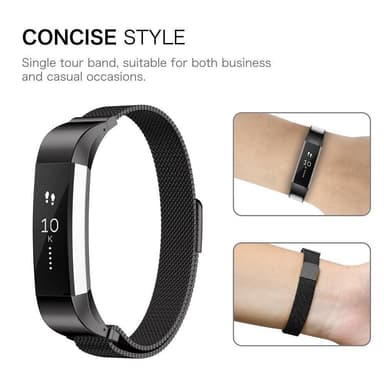 Fitbit Alta / HR armbånd - Milanese Loop - Sort - L