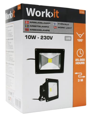 Arbejdslampe, 10 W - 230 V med 3 meter kabel og stik