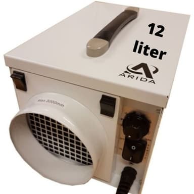 Arida Pro S12 fast monteret affugter med sorption til kælder, loft, båd, autocamper, garage - nem installation
