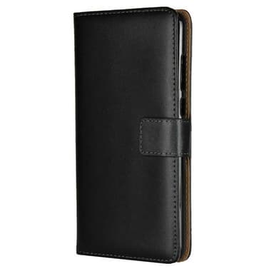 SKALO Samsung A40 Flip Cover m. Pung i Ægte Læder - Sort