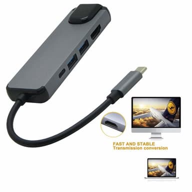USB-C Hub med 4K HDMI, 2 USB3.0, USB-C og Gigabit Ethernet