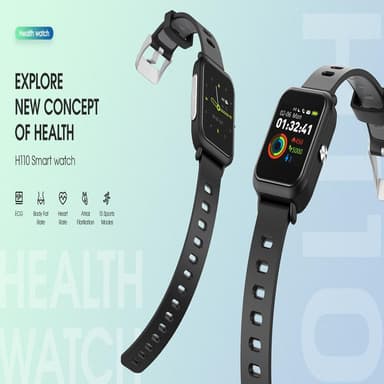 Smartwatch med EKG, blodtryksmåler, puls, IP68 vandtæt sort