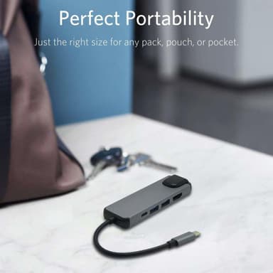 USB-C Hub med 4K HDMI, 2 USB3.0, USB-C og Gigabit Ethernet