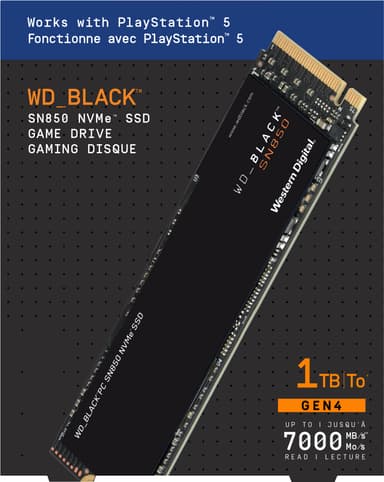 WD Black SN850 intern NVMe SSD til PS5 (1 TB)
