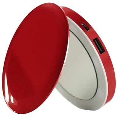 Hyper Pearl make-up spejl + powerbank - rød